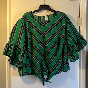 Truth NYC stripe front tie blouse